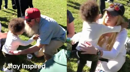 Little Boy Gives Strangers Hugs