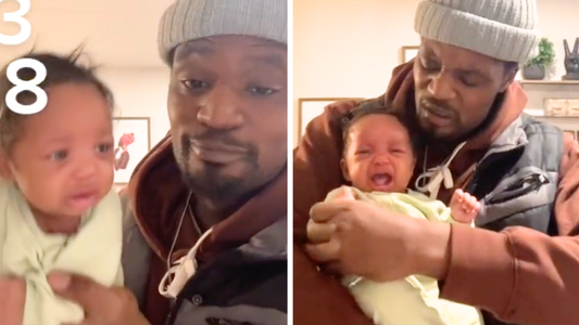 Dad shows how to stop a baby from crying in seconds
