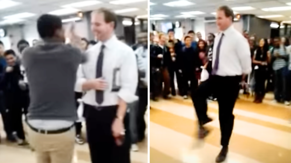 Students Cheer as Teacher Has Flawless Moves During Surprise Dance-Off