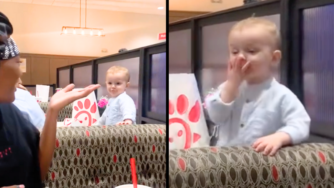 Baby Tries to take woman away from her boyfriend at Chick Fil A Restaurant