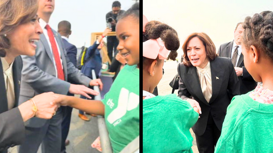 Young girls meet Vice President Kamala Harris and they can't stop smiling