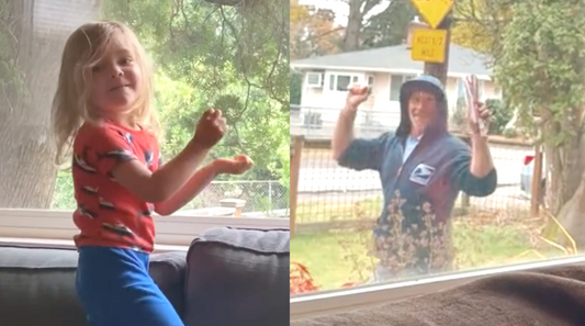 Little Girls Dances With Mailman Every Time He Delivers