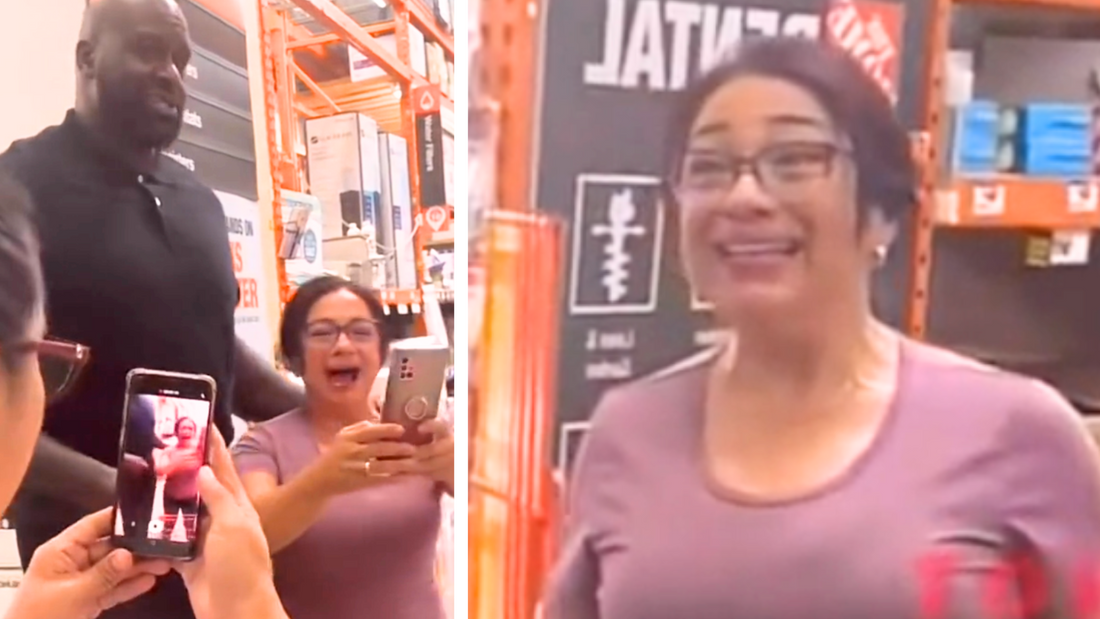 Big man walks up to 2 woman at store, then he does something unbelievable