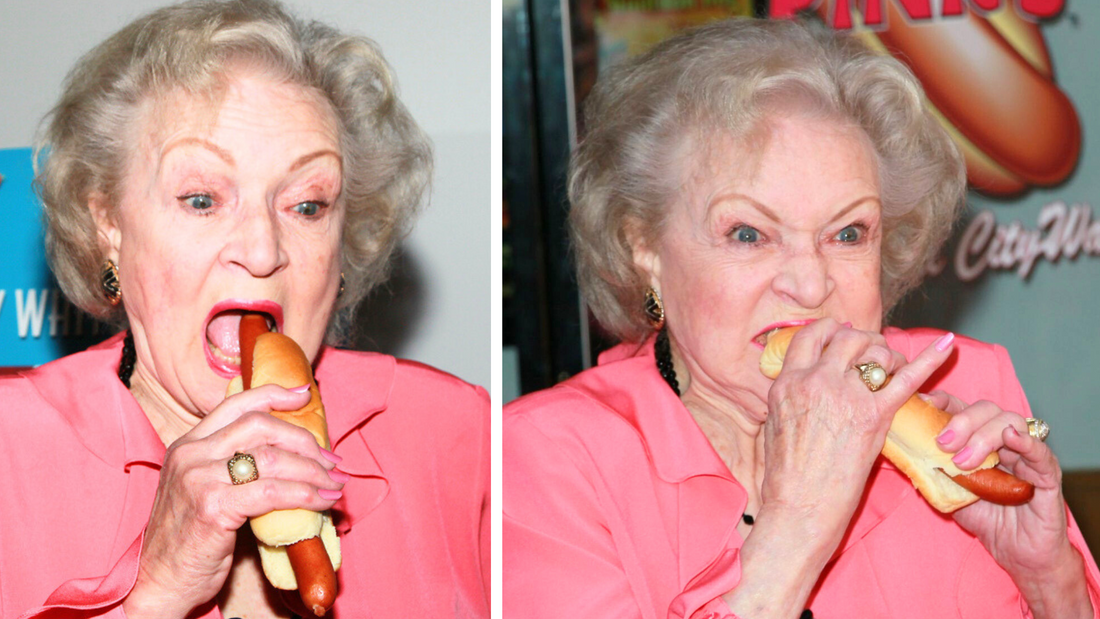 A big hotdog and an iconic 100 year old woman