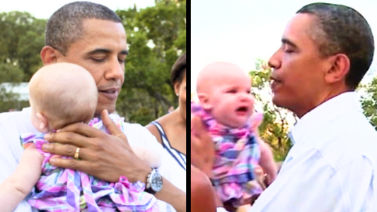 Man stops baby from crying, what he does is amazing