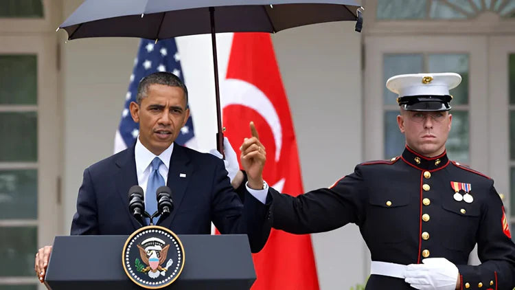 Man Orders Marines to Hold Umbrellas For Him While It's Pouring!